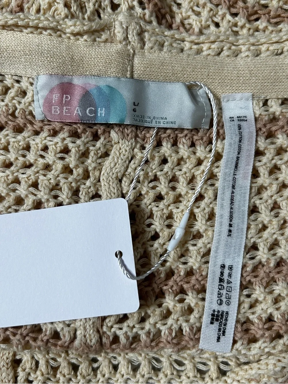 Free People Cream and Brown Crochet High Waist Shorts